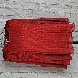 MAX‎ STUDIO Red Abstract Crinkled Blouse Small